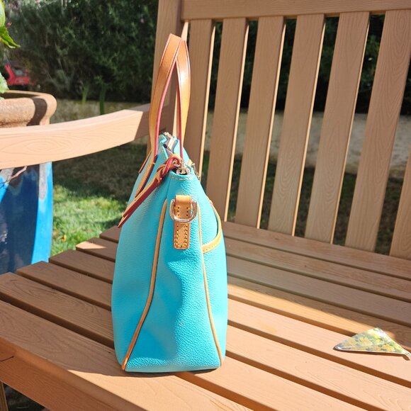 DOONEY & BOURKE Carley Daniela Sea Foam Blue Leather Satchel/Top Handle Bag - Picture 3 of 13
